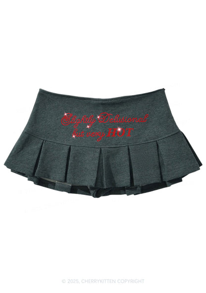 Rhinestone Slightly Delusional But Very Hot Y2K Mini Pleated Skirts Cherrykitten