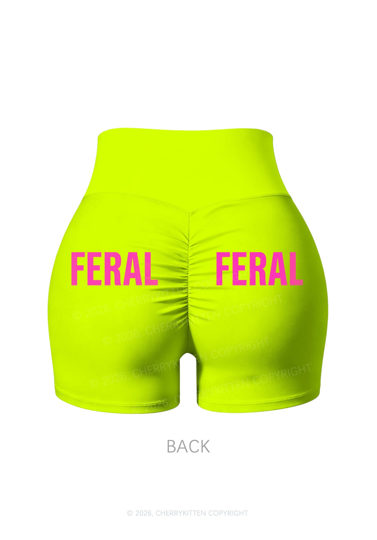 Pink Feral On Green Y2K Print Gym Shorts Cherrykitten