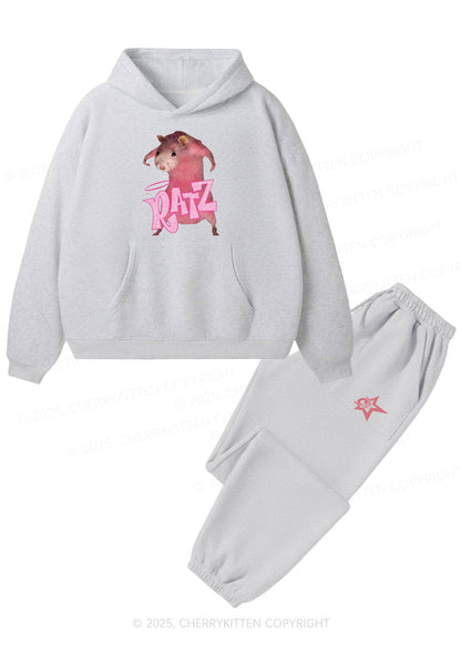Pink Ratz Y2K Fleece Hoodie Set Cherrykitten