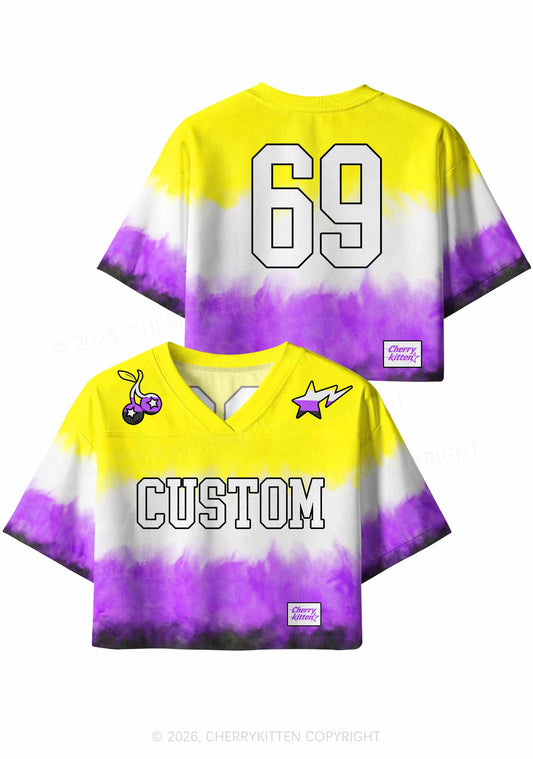 Custom Nonbinary Flag Pride Y2K Crop Sport Jersey Shirts Cherrykitten