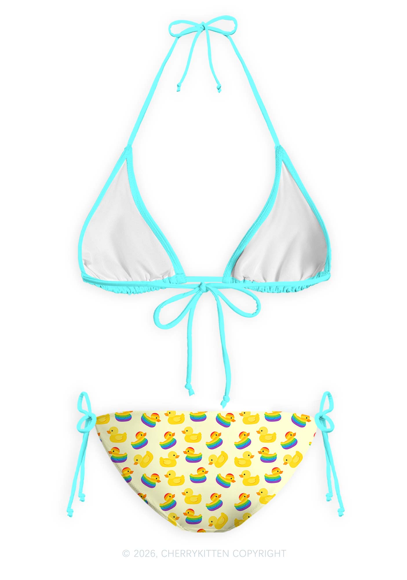 Rainbow Ducks Pride Y2K Print Bikini Set Cherrykitten
