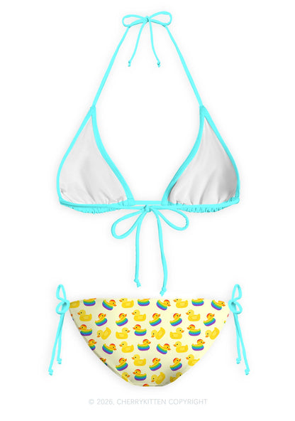 Rainbow Ducks Pride Y2K Print Bikini Set Cherrykitten