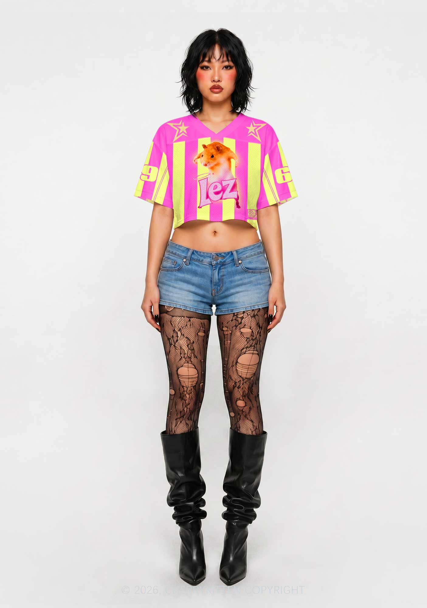 Lez Pink Ratz Pride Y2K Crop Sport Jersey Shirts Cherrykitten