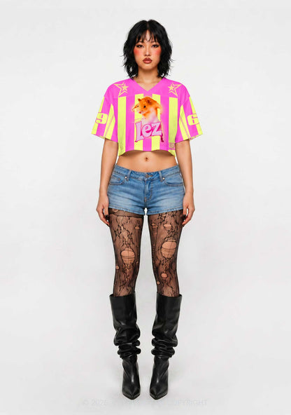 Lez Pink Ratz Pride Y2K Crop Sport Jersey Shirts Cherrykitten