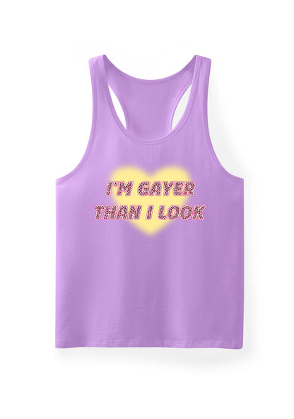 Im Gayer Than I Look Pride Y2K Men Racerback Tank Top Cherrykitten