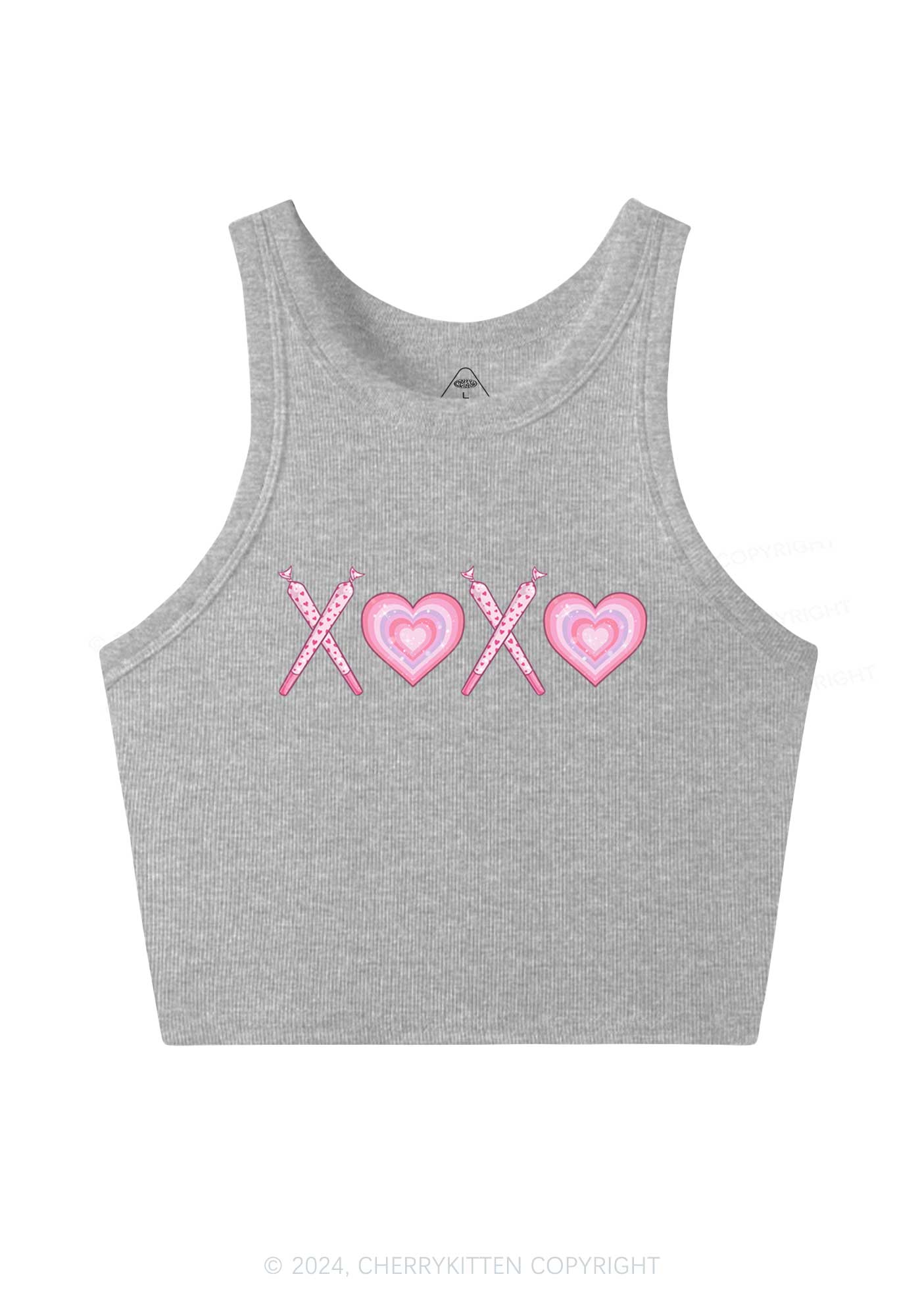 XOXO Heart Y2K Valentine's Day Crop Tank Top Cherrykitten