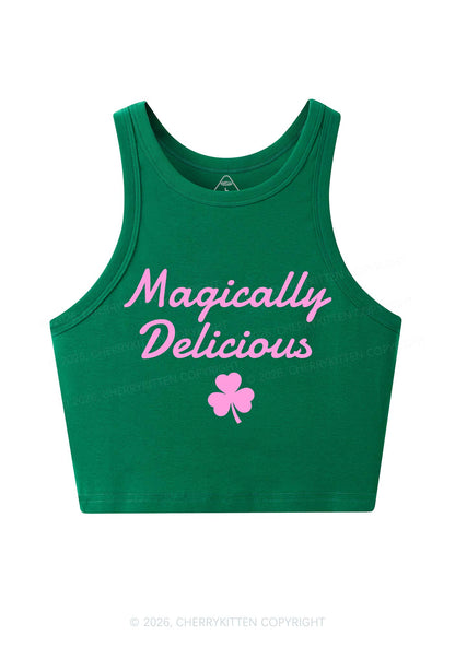 Magically Delicious Shamrock St Patricks Y2K Crop Tank Top Cherrykitten