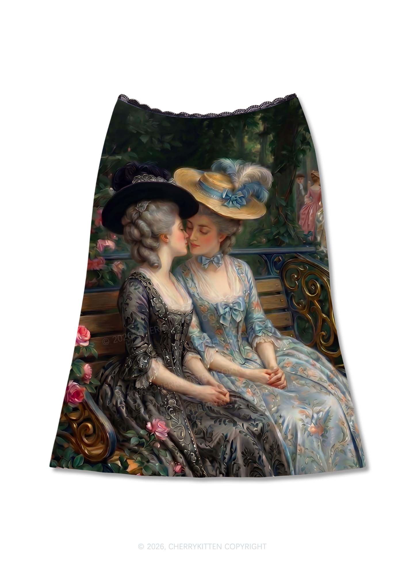 Vintage Garden Ladies Pride Y2K Print Midi Skirt Cherrykitten