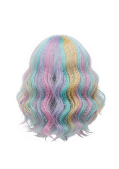 Short Curly Rainbow Hair Y2K Full Wigs Cherrykitten