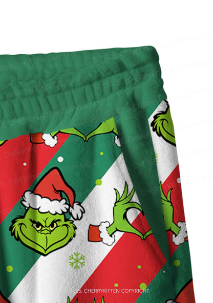 Christmas Red Hand Heart Y2K Fleece Long Sleeve Pajama Set Cherrykitten