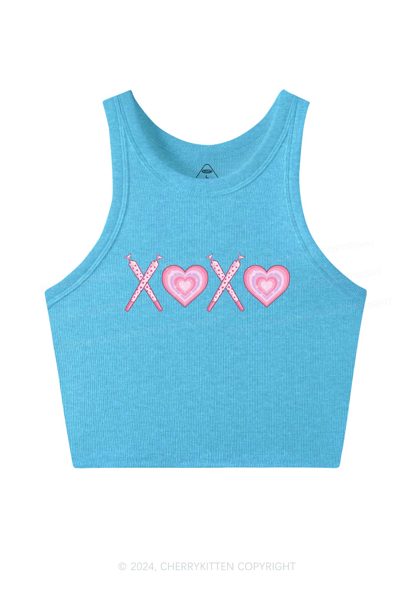 XOXO Heart Y2K Valentine's Day Crop Tank Top Cherrykitten