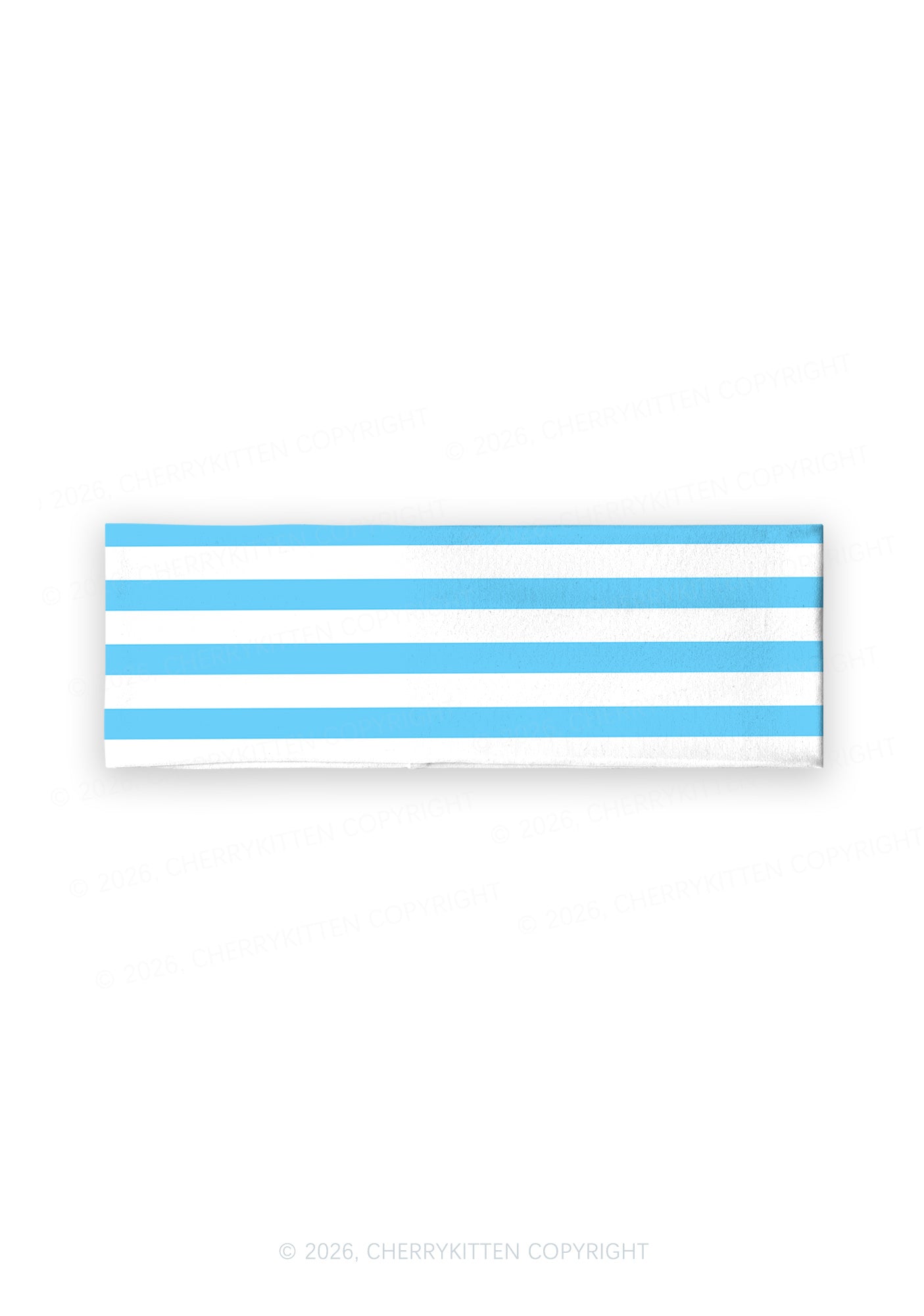 Blue And White Stripes Y2K Print Headband Cherrykitten