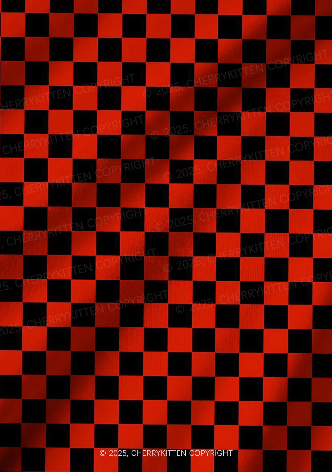 Black And Red Check Valentine's Day Y2K Print Long Sleeve Pajama Set Cherrykitten