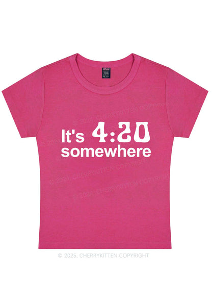 Its Four Twenty Somewhere Y2K Baby Tee Cherrykitten
