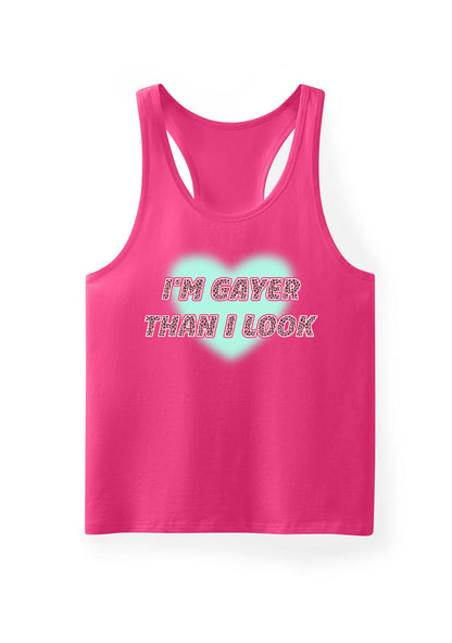 Im Gayer Than I Look Pride Y2K Men Racerback Tank Top Cherrykitten