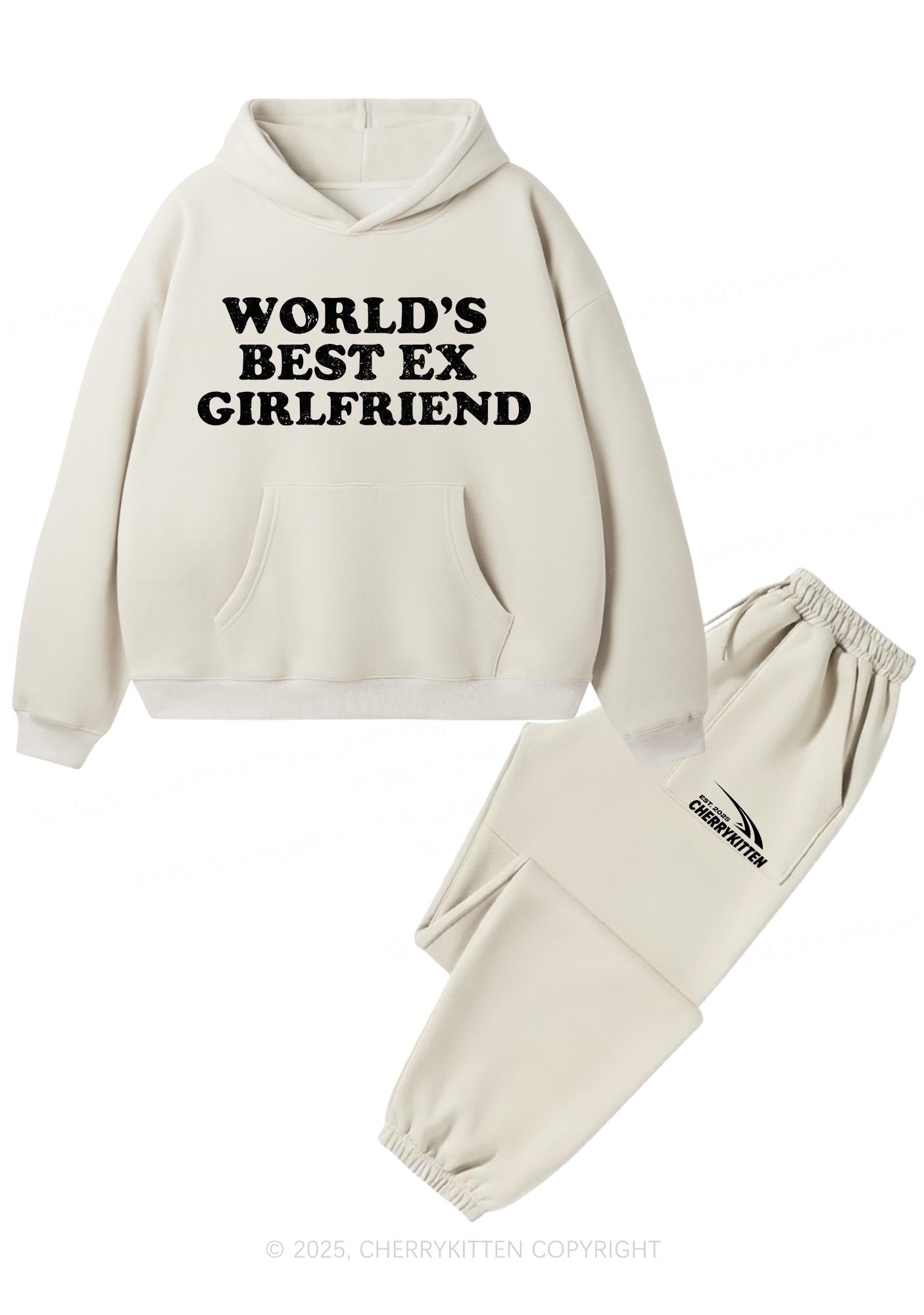 Best Ex Girlfriend Y2K Fleece Hoodie Set Cherrykitten