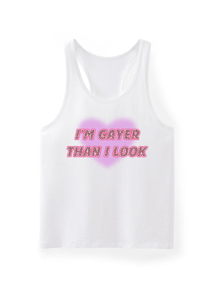 Im Gayer Than I Look Pride Y2K Men Racerback Tank Top Cherrykitten