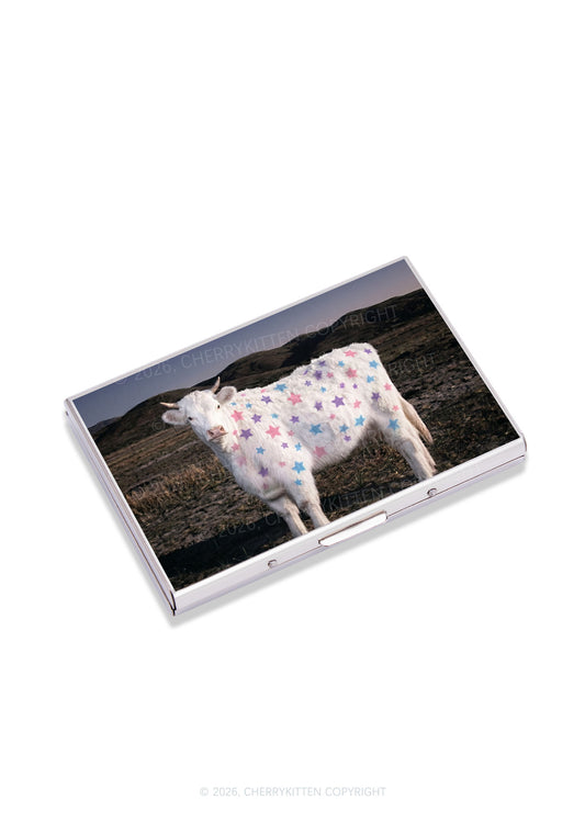 Pastel Star Cow Y2K Mirror Cigarette Case Cherrykitten