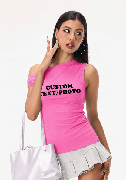 Custom Personalized Text Y2K Off Shoulder Tank Top Cherrykitten