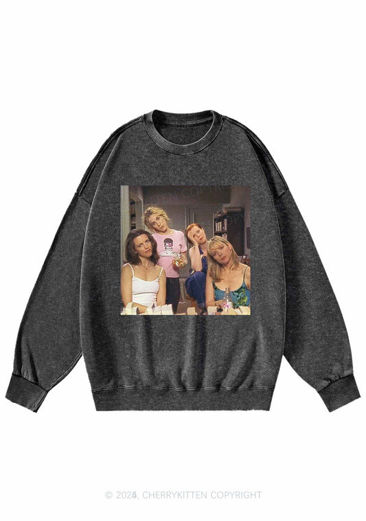 Girl Puzzled Y2K Washed Sweatshirts Cherrykitten