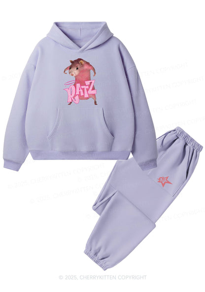 Pink Ratz Y2K Fleece Hoodie Set Cherrykitten
