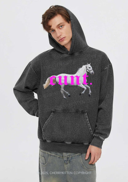 Cxxt Horse Y2K Washed Hoodie Cherrykitten