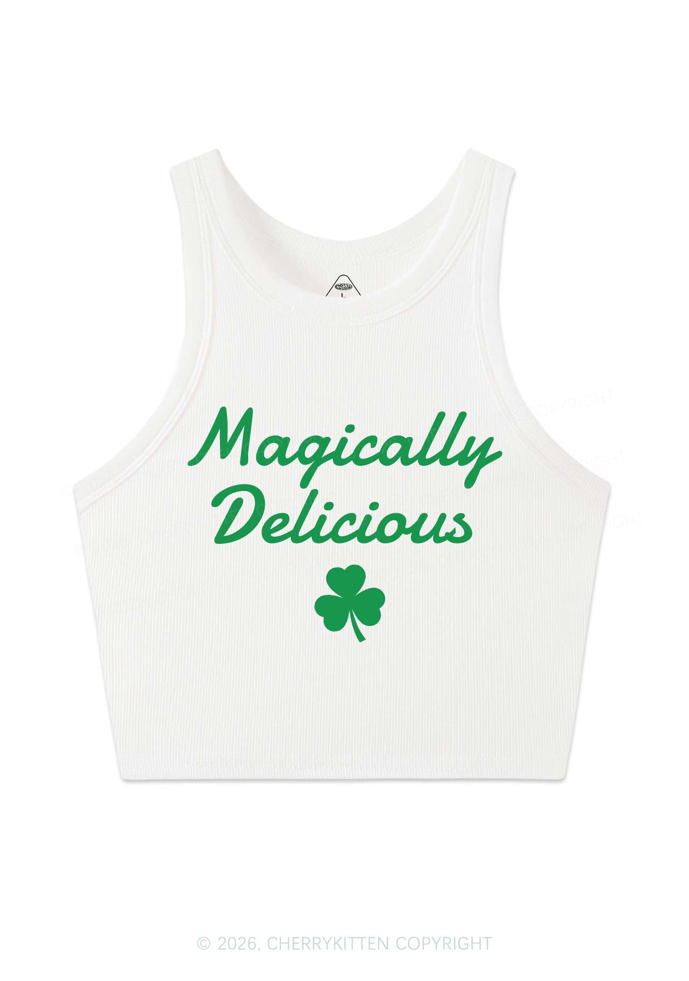 Magically Delicious Shamrock St Patricks Y2K Crop Tank Top Cherrykitten