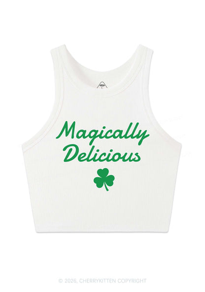 Magically Delicious Shamrock St Patricks Y2K Crop Tank Top Cherrykitten