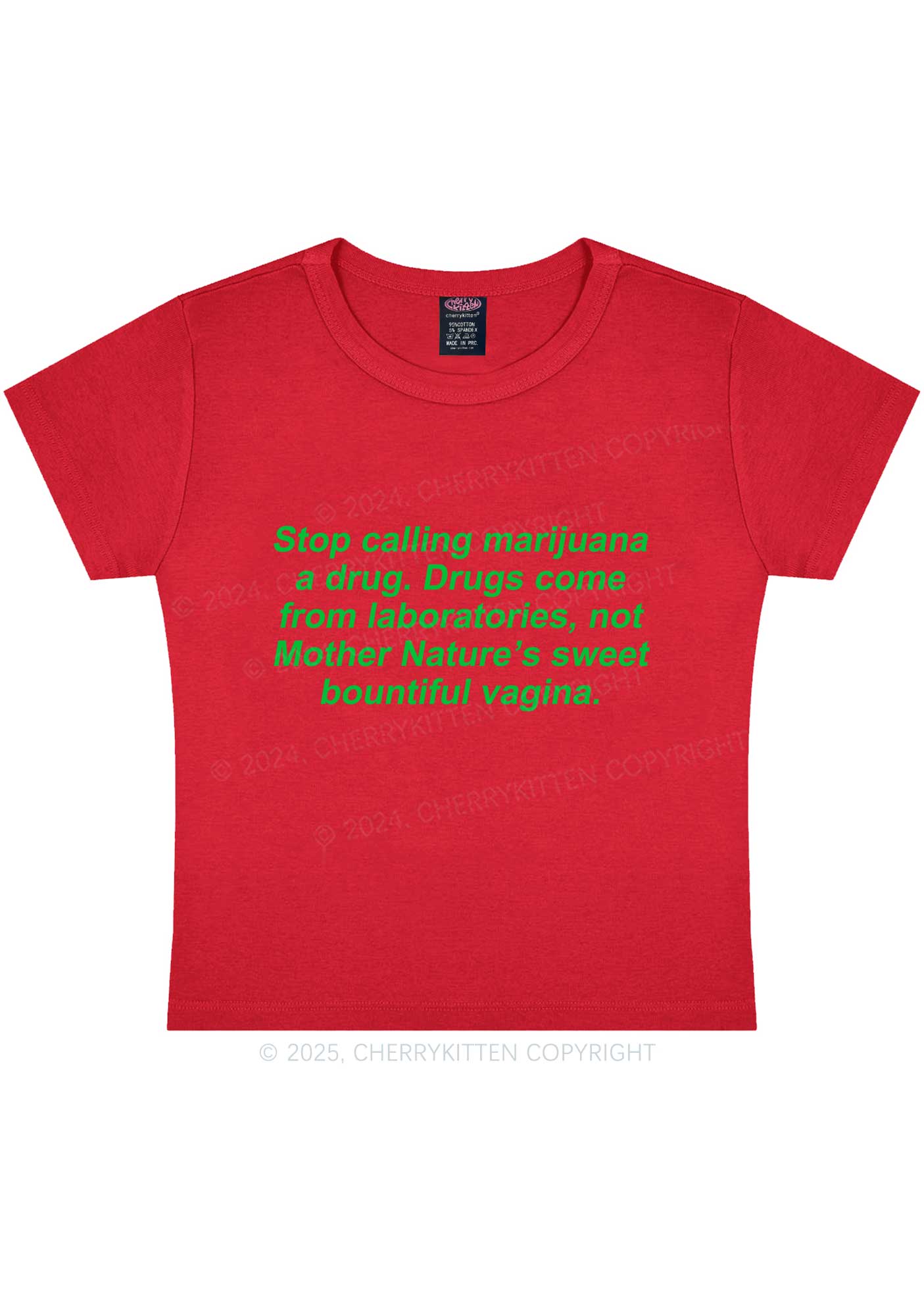 Drxgs Come From Lab Y2K Baby Tee Cherrykitten