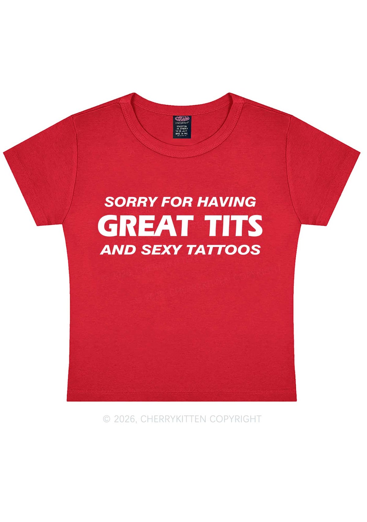 Sorry For Great Txts And Sexy Tattoos Y2K Baby Tee Cherrykitten
