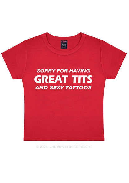 Sorry For Great Txts And Sexy Tattoos Y2K Baby Tee Cherrykitten
