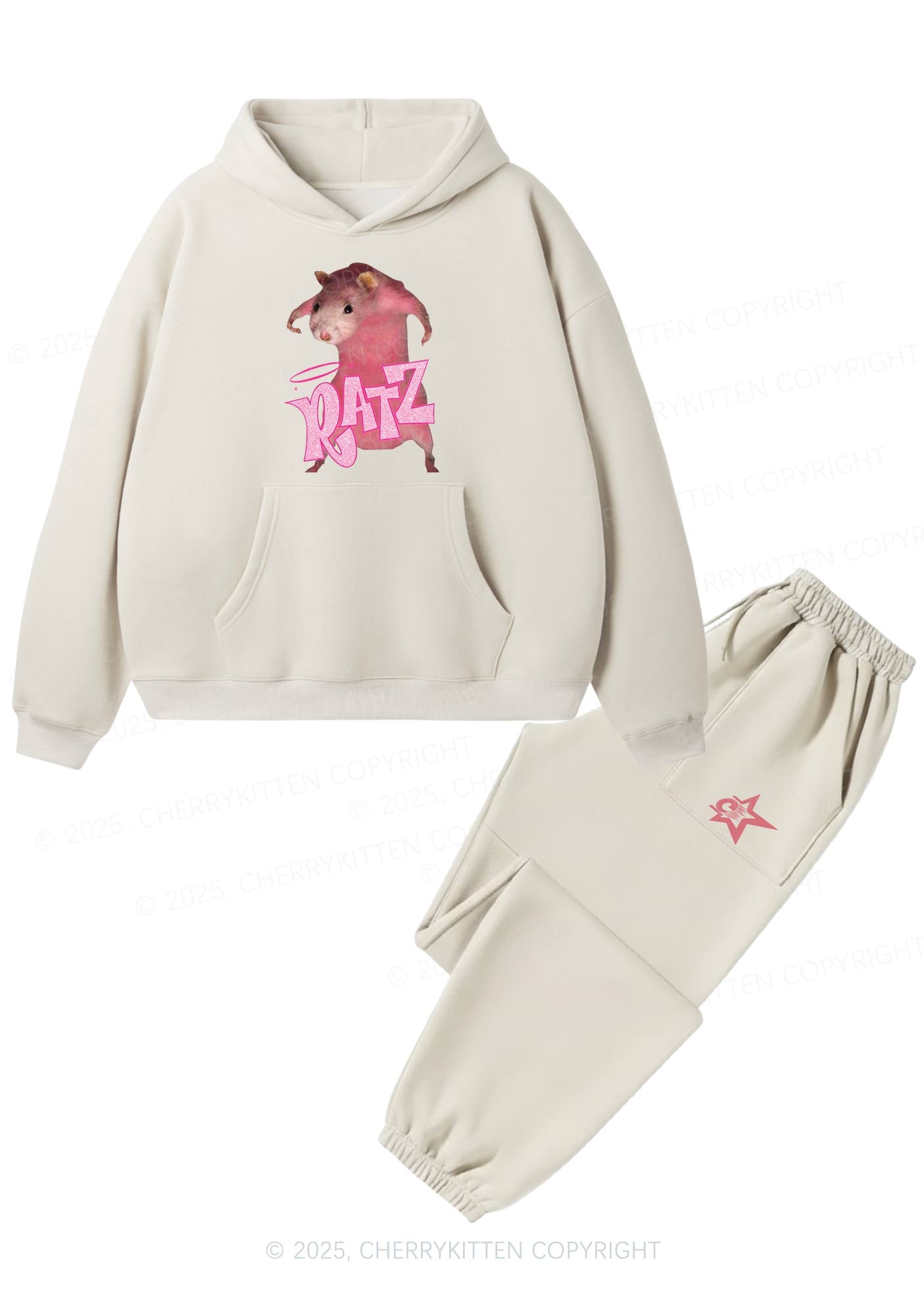 Pink Ratz Y2K Fleece Hoodie Set Cherrykitten