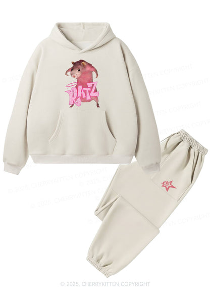 Pink Ratz Y2K Fleece Hoodie Set Cherrykitten