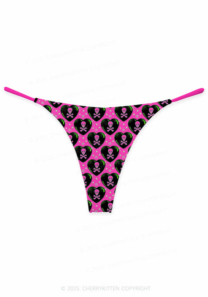 Skeleton Deluxe Valentine's Day Y2K Print Couples Thong Set Cherrykitten