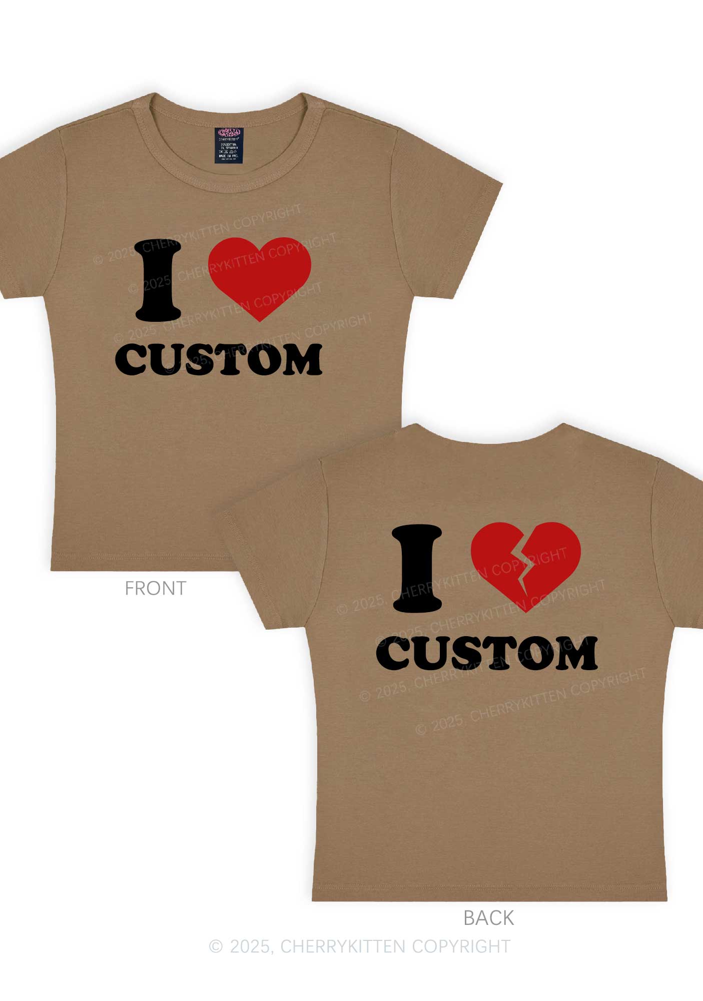 I Love Custom Two Sides Y2K Baby Tee Cherrykitten