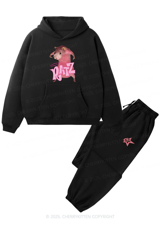 Pink Ratz Y2K Fleece Hoodie Set Cherrykitten