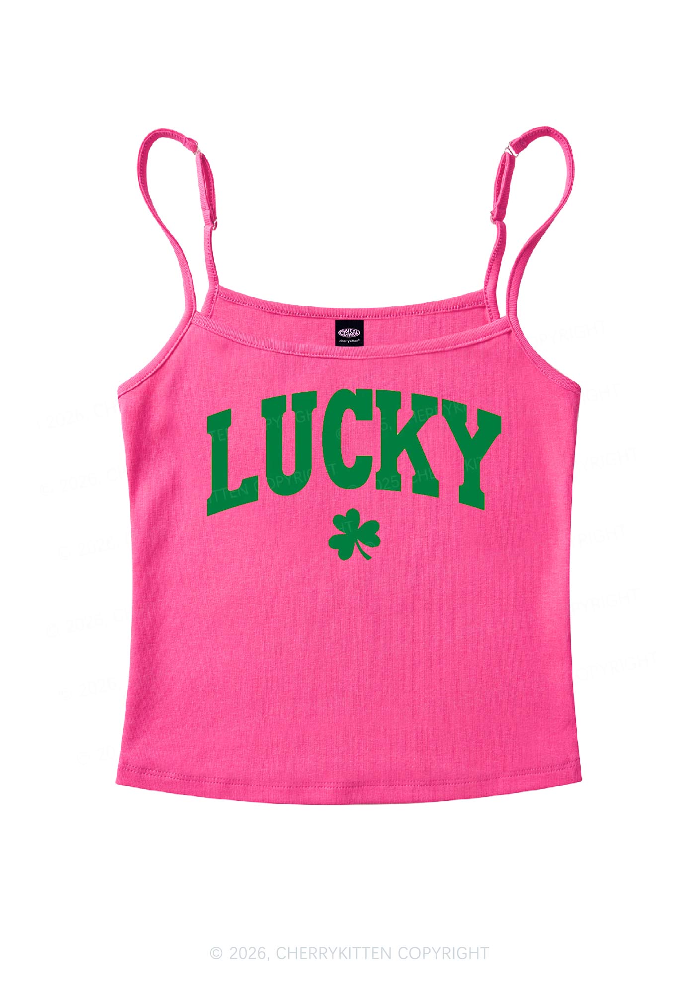 Lucky Shamrock St Patricks Y2K Spaghetti Strap Cami Cherrykitten