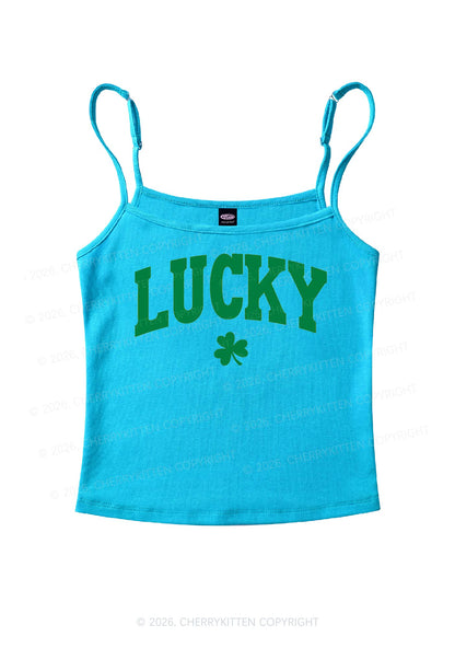 Lucky Shamrock St Patricks Y2K Spaghetti Strap Cami Cherrykitten