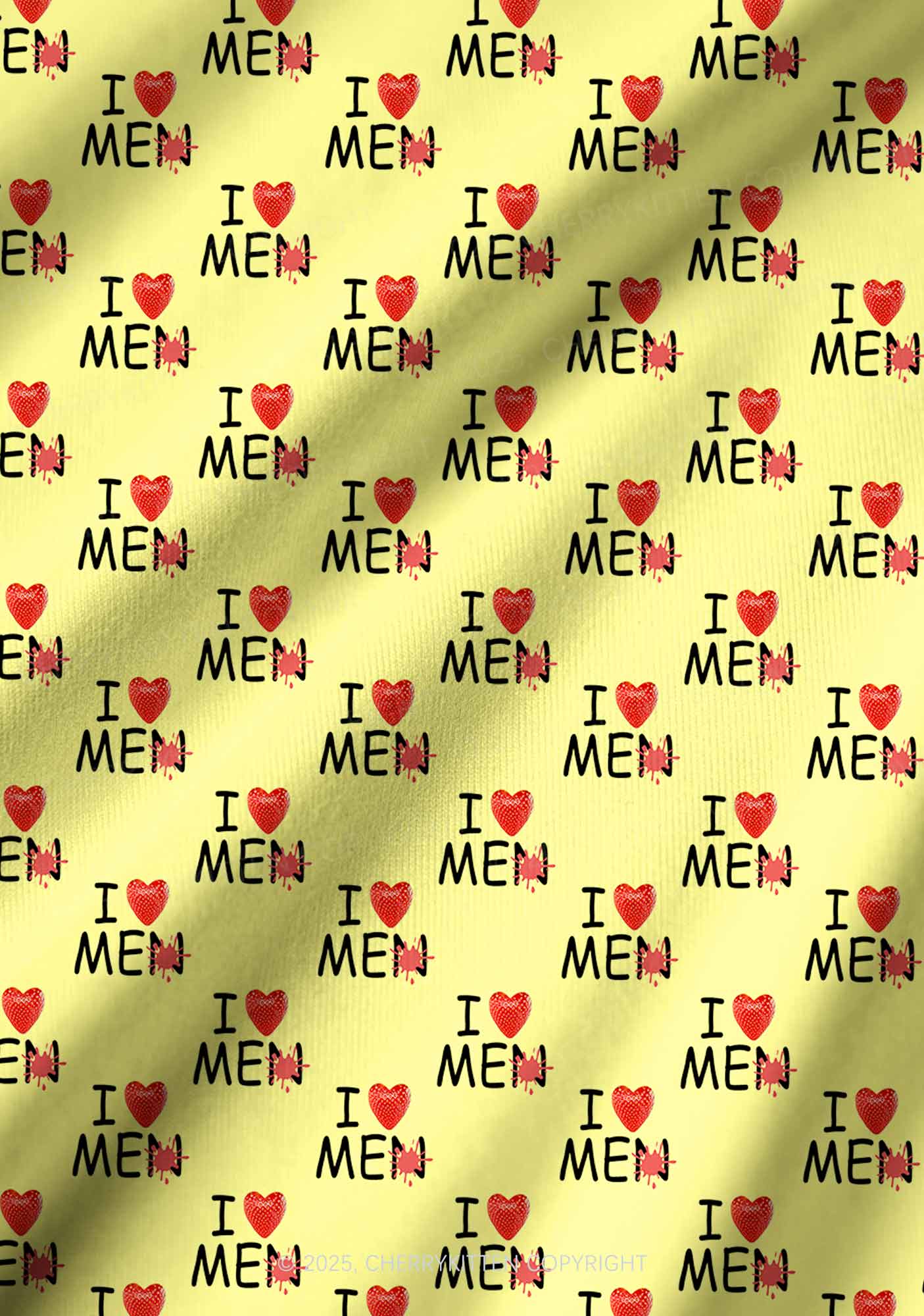 Love Me Not Men Yellow Valentine's Day Y2K Print Long Sleeve Pajama Set Cherrykitten