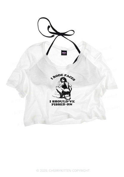 I Rode Faces Y2K Sheer Crop Tee Cherrykitten