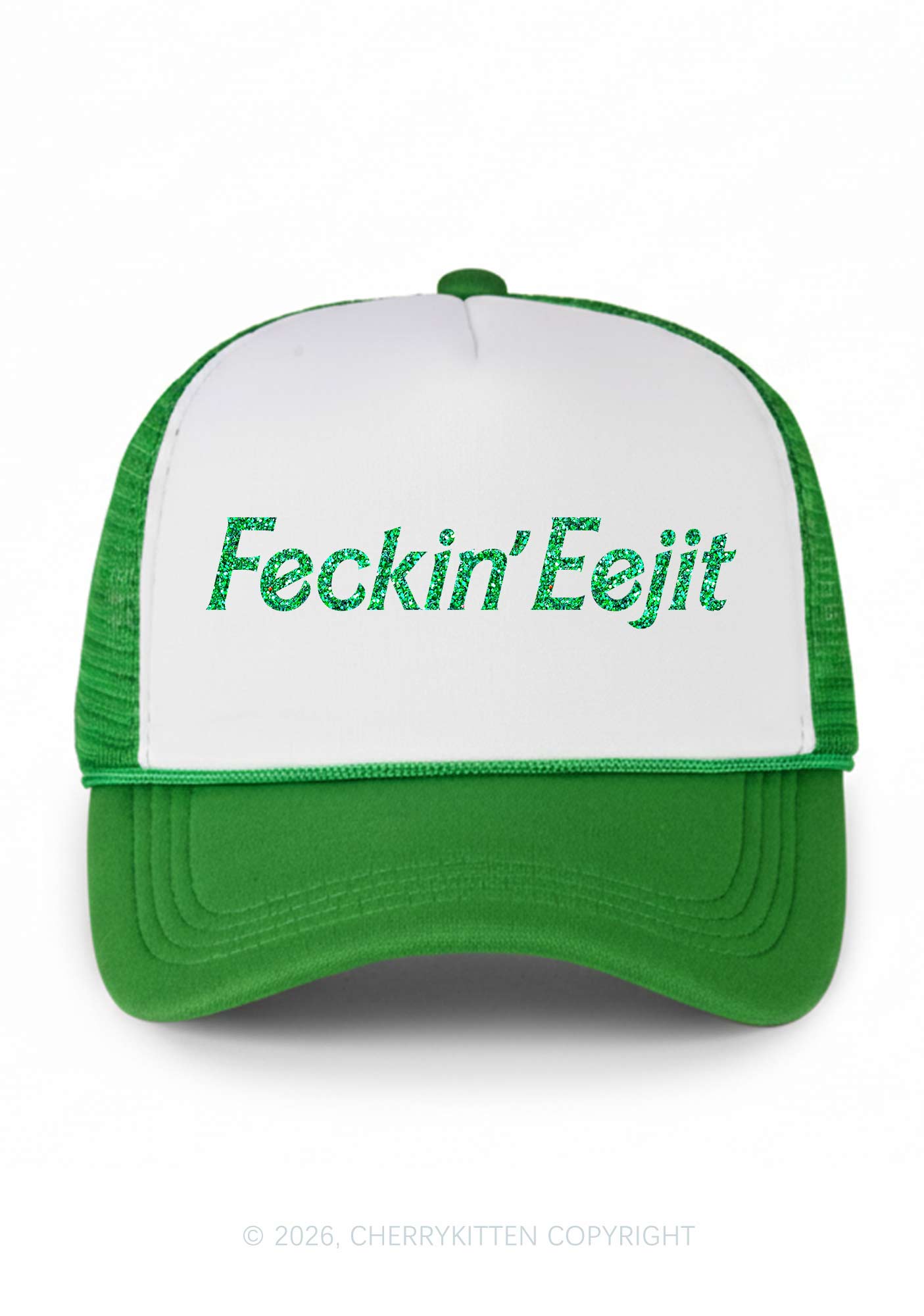 Glitter Feckin Eejit St Patricks Y2K Colorblock Trucker Hat Cherrykitten