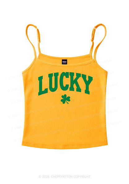 Lucky Shamrock St Patricks Y2K Spaghetti Strap Cami Cherrykitten