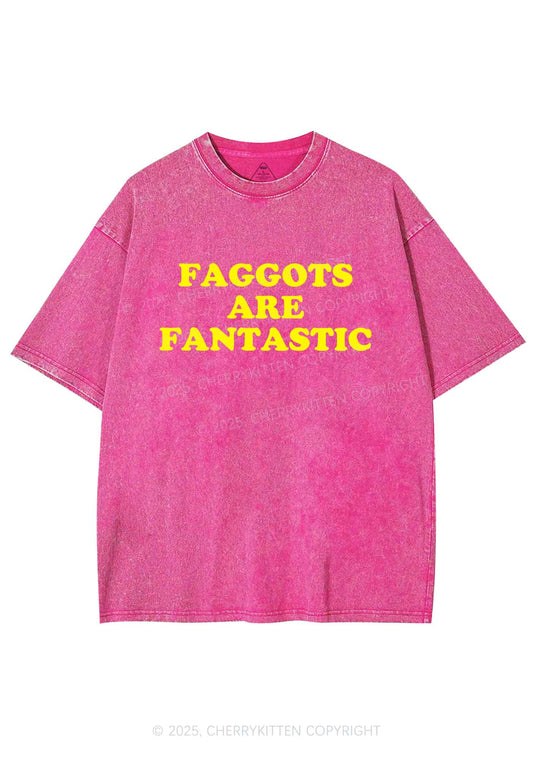 Faggots Are Fantastic Pride Y2K Shirts Washed Tee Cherrykitten