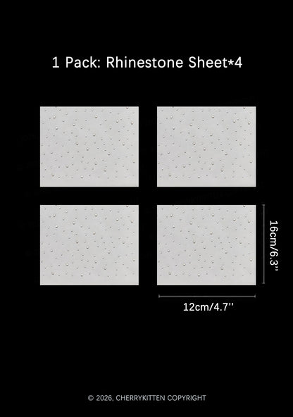 4pcs Rhinestone Sheet Iron On Transfer Cherrykitten