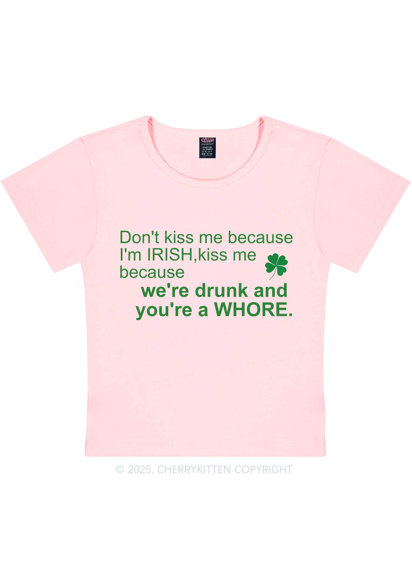 Drunk And Hore St Patricks Y2K Baby Tee Cherrykitten