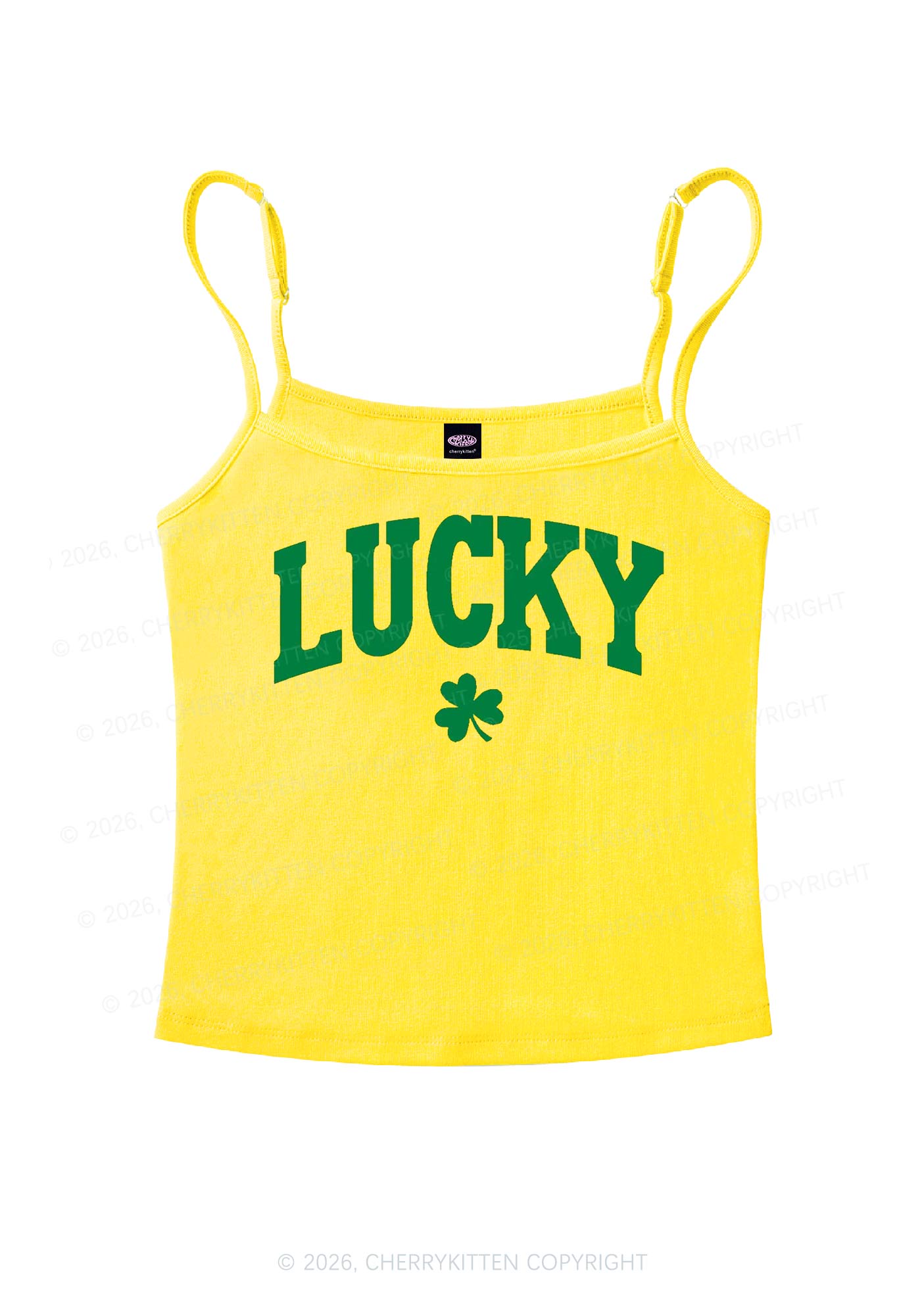 Lucky Shamrock St Patricks Y2K Spaghetti Strap Cami Cherrykitten