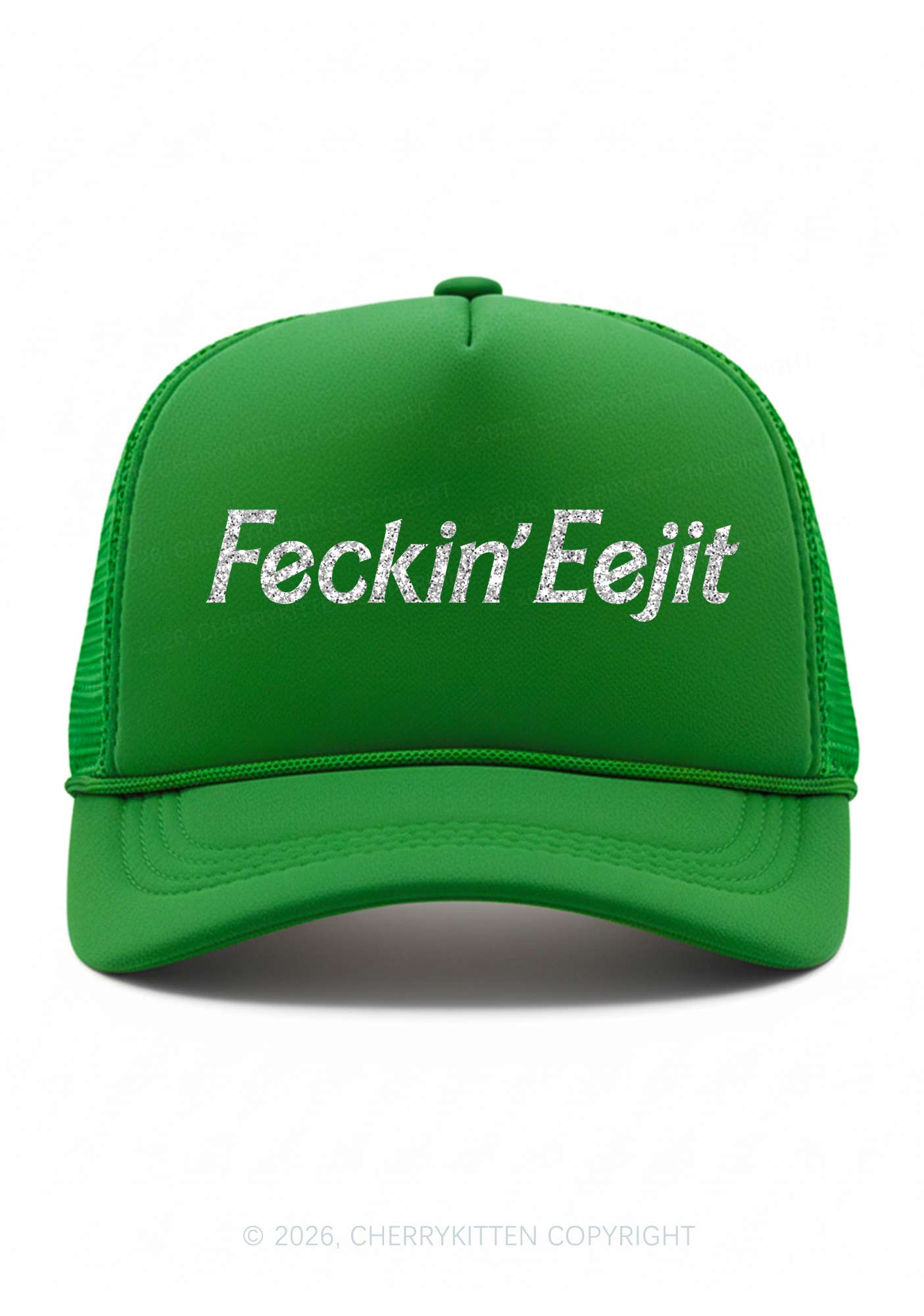 Glitter Feckin Eejit St Patricks Y2K Trucker Hat Cherrykitten
