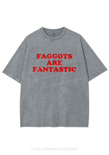 Faggots Are Fantastic Pride Y2K Shirts Washed Tee Cherrykitten