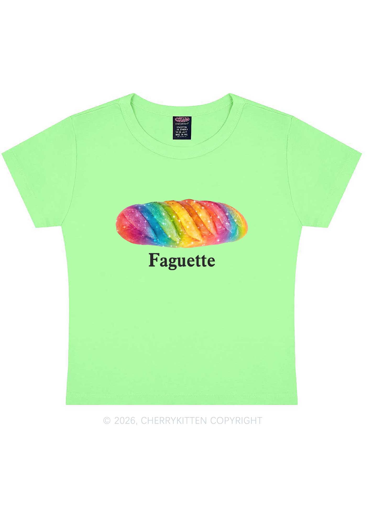 Rainbow Faguette Pride Y2K Baby Tee Cherrykitten
