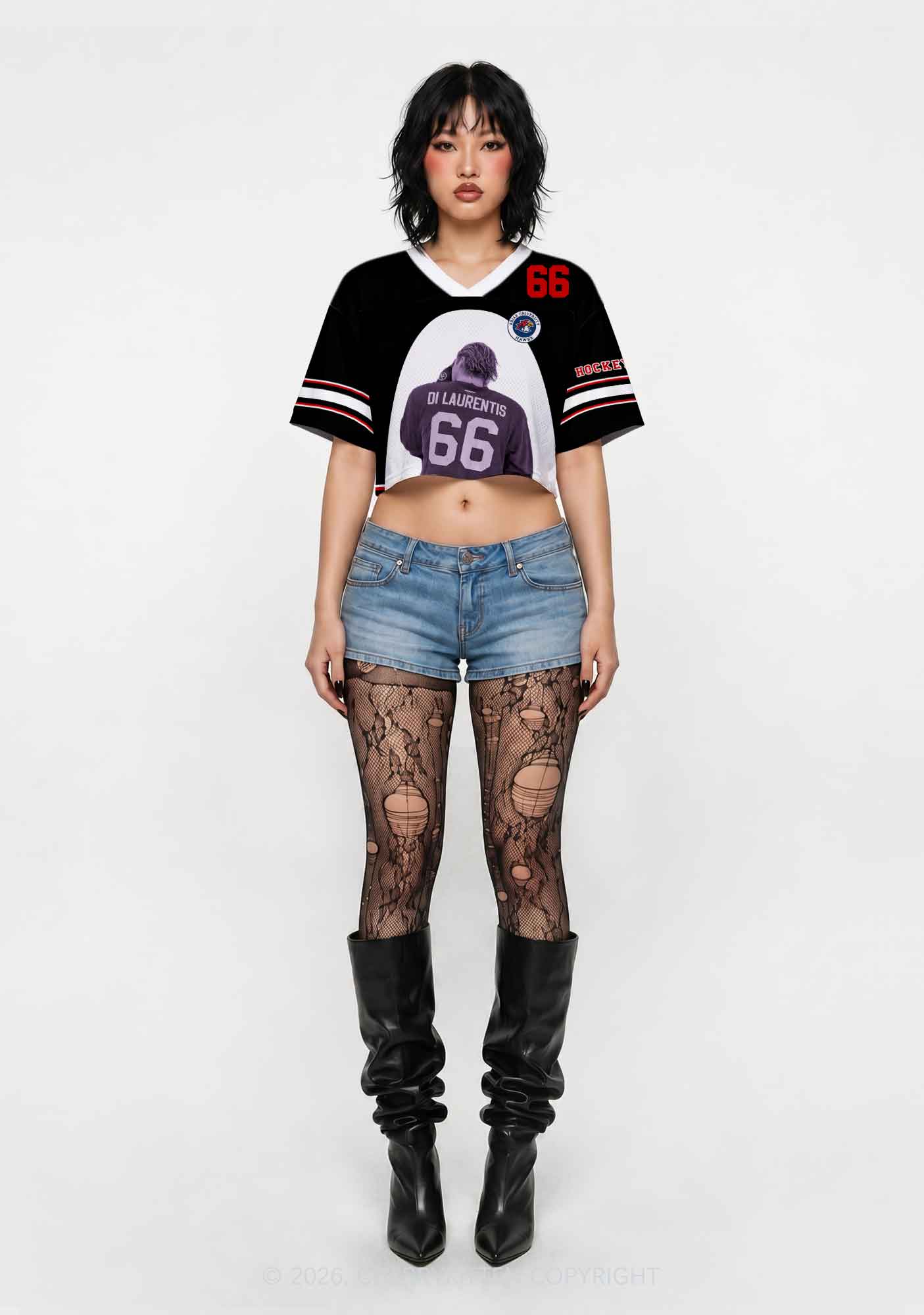 Hockey Player DL Y2K Crop Sport Jersey Shirts Cherrykitten